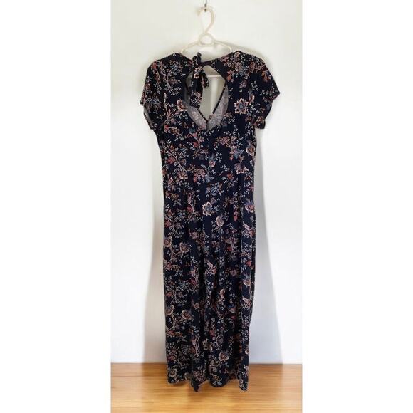 Abercrombie & Fitch Floral dressy Jumpsuit sz large blue - Picture 2 of 4